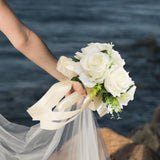 Maxbell Elegant Wedding Bride Bouquet Arrangement for Church Party Decor White