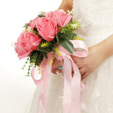 Maxbell Elegant Wedding Bride Bouquet Arrangement for Church Party Decor Pink
