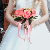 Maxbell Elegant Wedding Bride Bouquet Arrangement for Church Party Decor Pink