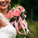 Maxbell Elegant Wedding Bride Bouquet Arrangement for Church Party Decor Pink