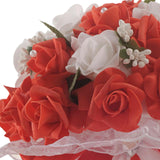 Maxbell Wedding Bride Bouquet with Silk Ribbon for Anniversary Church Decoration Red