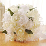 Maxbell Wedding Bride Bouquet with Silk Ribbon for Anniversary Church Decoration Red