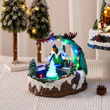 Maxbell Christmas Winter Snow Scene Village House Resin Music Fountain for New Year