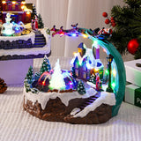 Maxbell Christmas Winter Snow Scene Village House Resin Music Fountain for New Year