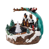 Maxbell Christmas Winter Snow Scene Village House Resin Music Fountain for New Year