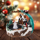 Maxbell Christmas Winter Snow Scene Village House Resin Music Fountain for New Year
