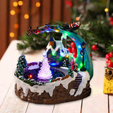 Maxbell Christmas Winter Snow Scene Village House Resin Music Fountain for New Year