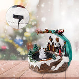 Maxbell Christmas Winter Snow Scene Village House Resin Music Fountain for New Year