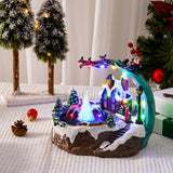 Maxbell Christmas Winter Snow Scene Village House Resin Music Fountain for New Year