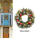 Maxbell Maxbell Light up Christmas Wreath with Cones Garland for Outside Winter Decor 30cm