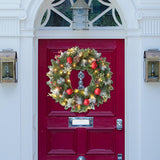 Maxbell Maxbell Light up Christmas Wreath with Cones Garland for Outside Winter Decor 40cm