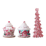 Maxbell Maxbell Christmas Scene House Buildings for Collectible Themed Party Home Cupcake Pink