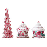 Maxbell Maxbell Christmas Scene House Buildings for Collectible Themed Party Home Cupcake Pink