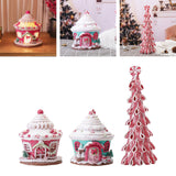 Maxbell Maxbell Christmas Scene House Buildings for Collectible Themed Party Home Cupcake Pink