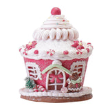 Maxbell Maxbell Christmas Scene House Buildings for Collectible Themed Party Home Cupcake Pink
