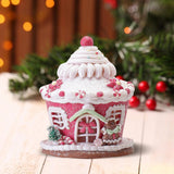 Maxbell Maxbell Christmas Scene House Buildings for Collectible Themed Party Home Cupcake Pink