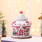 Maxbell Maxbell Christmas Scene House Buildings for Collectible Themed Party Home Cupcake Pink