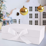 Maxbell Gift Box with Ribbon Easy Assemble Reusable for Keepsake Cupcake Boxes White