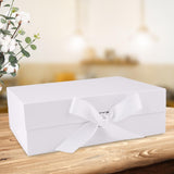 Maxbell Gift Box with Ribbon Easy Assemble Reusable for Keepsake Cupcake Boxes White