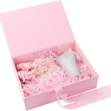 Maxbell Gift Box with Ribbon Easy Assemble Reusable for Keepsake Cupcake Boxes Pink