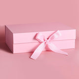 Maxbell Gift Box with Ribbon Easy Assemble Reusable for Keepsake Cupcake Boxes Pink