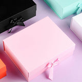 Maxbell Gift Box with Ribbon Easy Assemble Reusable for Keepsake Cupcake Boxes Pink