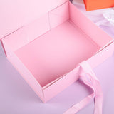 Maxbell Gift Box with Ribbon Easy Assemble Reusable for Keepsake Cupcake Boxes Pink