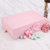 Maxbell Gift Box with Ribbon Easy Assemble Reusable for Keepsake Cupcake Boxes Pink