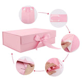 Maxbell Gift Box with Ribbon Easy Assemble Reusable for Keepsake Cupcake Boxes Pink