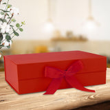 Maxbell Gift Box with Ribbon Easy Assemble Reusable for Keepsake Cupcake Boxes Red