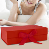 Maxbell Gift Box with Ribbon Easy Assemble Reusable for Keepsake Cupcake Boxes Red