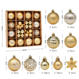 Maxbell Maxbell 42x Christmas Balls Ornaments 3cm-6cm Decoration for Home Holiday Wedding Golden