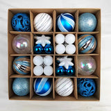 Maxbell Maxbell 42x Christmas Balls Ornaments 3cm-6cm Decoration for Home Holiday Wedding Blue White