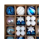 Maxbell Maxbell 42x Christmas Balls Ornaments 3cm-6cm Decoration for Home Holiday Wedding Blue White
