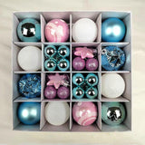 Maxbell Maxbell 42x Christmas Balls Ornaments 3cm-6cm Decoration for Home Holiday Wedding Blue White Pink