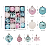 Maxbell Maxbell 42x Christmas Balls Ornaments 3cm-6cm Decoration for Home Holiday Wedding Blue White Pink