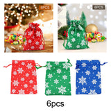 Maxbell 6Pcs Christmas Burlap Gift Pouches with Drawstring 14x10cm Washable Red