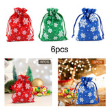 Maxbell 6Pcs Christmas Burlap Gift Pouches with Drawstring 14x10cm Washable Red
