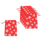 Maxbell 6Pcs Christmas Burlap Gift Pouches with Drawstring 14x10cm Washable Red