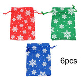 Maxbell 6Pcs Christmas Burlap Gift Pouches with Drawstring 14x10cm Washable Red