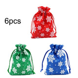 Maxbell 6Pcs Christmas Burlap Gift Pouches with Drawstring 14x10cm Washable Red