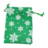 Maxbell 6Pcs Christmas Burlap Gift Pouches with Drawstring 14x10cm Washable Green