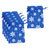 Maxbell 6Pcs Christmas Burlap Gift Pouches with Drawstring 14x10cm Washable Blue