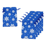 Maxbell 6Pcs Christmas Burlap Gift Pouches with Drawstring 14x10cm Washable Blue