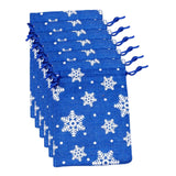 Maxbell 6Pcs Christmas Burlap Gift Pouches with Drawstring 14x10cm Washable Blue