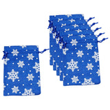 Maxbell 6Pcs Christmas Burlap Gift Pouches with Drawstring 14x10cm Washable Blue