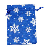 Maxbell 6Pcs Christmas Burlap Gift Pouches with Drawstring 14x10cm Washable Blue