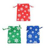 Maxbell 6Pcs Christmas Burlap Gift Pouches with Drawstring 14x10cm Washable Blue