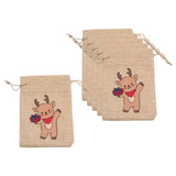 Maxbell 6 Pieces Christmas Pattern Drawstring Burlap Bag 4x5.5inch Party Favors Reindeer