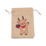 Maxbell 6 Pieces Christmas Pattern Drawstring Burlap Bag 4x5.5inch Party Favors Reindeer